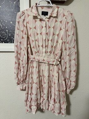 Bardot shirt dress long sleeve puff Mini dress sz US 4